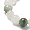 Round Natural Quartz Beaded Stretch Bracelets BJEW-M315-08-3