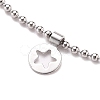 304 Stainless Steel Flat Round with Star Charm Anklets AJEW-AN00353-2