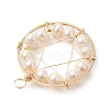 Natural Cultured Freshwater Pearl Round Beaded Ring Pendants PALLOY-JF02617-01-3