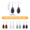 FIBLOOM 4 Pairs 4 Styles Natural Mixed Stone Teardrop Dangle Earrings with Steel Iron Pins for Women EJEW-FI0003-18-2