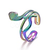 Rainbow Color Ion Plating(IP) 304 Stainless Steel Snake Chunky Open Cuff Ring for Women RJEW-A005-38MC-2