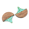 Transparent Resin & Walnut Wood Pendants RESI-S389-046A-B02-2