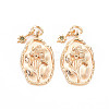 Brass Olivine Rhinestone Pendants KK-S364-220-1