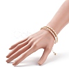 Shell Pearl Beaded Open Cuff Bangle with Flower BJEW-TA00118-3