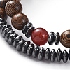Unisex Wood Beads Stretch Bracelet Sets BJEW-JB04966-02-2