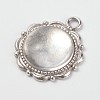 Flower Alloy Pendant Cabochon Settings and Half Round/Dome Clear Glass Cabochons DIY-X0221-AS-FF-2