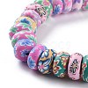 Handmade Flower Printed Polymer Clay Beads Strands X-CLAY-M003-02-3