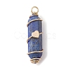 3Pcs 3 Styles Natural Lapis Lazuli Copper Wire Wrapped Pointed Pendants PALLOY-JF02460-03-4