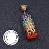 Natural & Synthetic Mixed Gemstone Rectangle Pendant Necklace DP0234-7-1