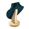 Bust Shaped Microfiber & Wood Jewelry Necklace & Earrings Display Stands NDIS-H042-01A-01-2