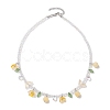 Glass with Topaz Jade Beaded Necklaces NJEW-JN04680-03-4