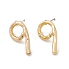 Brass Number Stud Earrings with 925 Sterling Silver Pins for Women EJEW-A077-01I-1