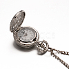 Alloy Flat Round with Spider Web Pendant Necklace Pocket Watch WACH-N013-03-2