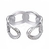 Non-Tarnish 304 Stainless Steel Curb Chain Open Cuff Ring RJEW-T023-21P-2