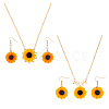 FIBLOOM Sunflower Jewelry Set with Imitation Pearl Beaded SJEW-FI0001-30-9