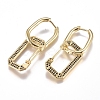 Brass Micro Pave Cubic Zirconia Dangle Huggie Hoop Earrings EJEW-G279-01G-02-1