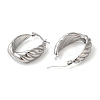 304 Stainless Steel Grooved Oval Hoop Earrings EJEW-K244-40P-2