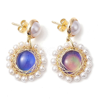 3Pairs 3 Colors Changing Color Mood Stud Earring EJEW-TA00480-1