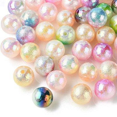 50Pcs UV Plating Opaque Rainbow Iridescent Acrylic Beads SACR-CJ0001-42-1