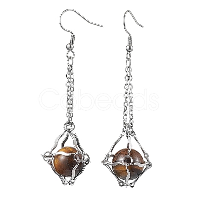 Non-Tarnish 304 Stainless Steel Macrame Pouch Empty Stone Holder Dangle Earring Findings EJEW-JE05811-02-1