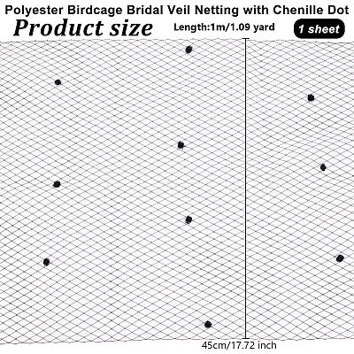 Polyester Birdcage Bridal Veil Netting with Chenille Dot AJEW-WH0471-103C-04-1