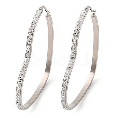 304 Stainless Steel Heart Hoop Earrings EJEW-S242-01P-H-1