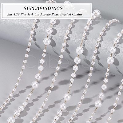 SUPERFINDINGS 2M ABS Plastic & 4M Acrylic Pearl Beaded Chains DIY-FH0004-33-1