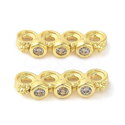 Rack Plating Brass Pave Clear Cubic Zirconia Spacer Bars KK-B088-11C-G-1