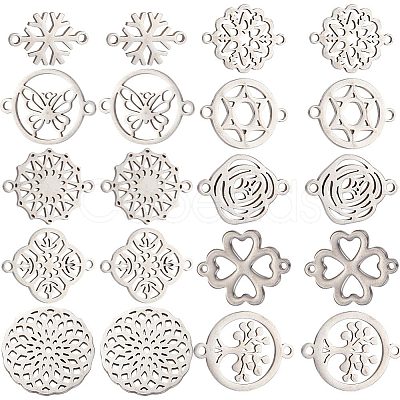 SUNNYCLUE 20Pcs 10 Styles Stainless Steel Connector Charms FIND-SC0004-70-1