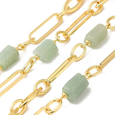 Natural Green Aventurine Faceted Irregular Column Beaded Chains CHC-H105-02G-01-1