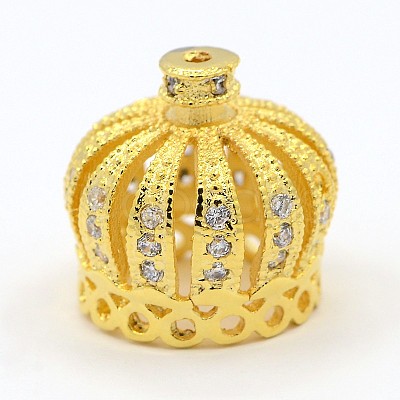 CZ Jewelry Brass Micro Pave Cubic Zirconia Bead Caps ZIRC-M025-01G-1