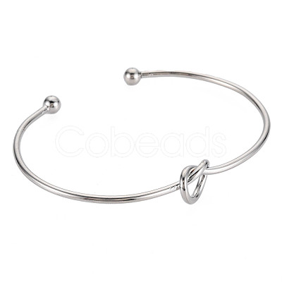 Non-Tarnish Knot Shape Cuff Bangle BJEW-N013-007-1