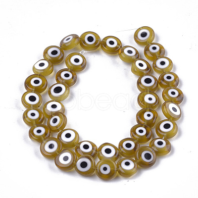 Handmade Evil Eye Lampwork Beads Strands X-LAMP-S191-02C-07-1