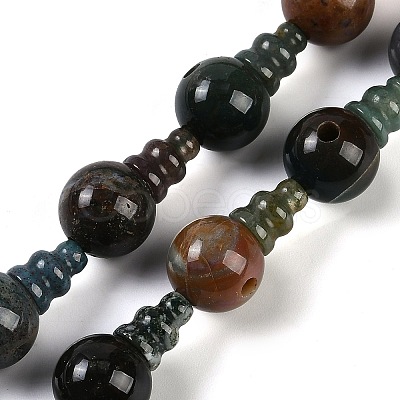 Natural Indian Agate 3-Hole Guru Beads Strands G-H064-E02-01-1