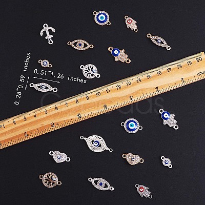 20Pcs Alloy Eye Charm Connector Assorted Evil Eye Connector Mixed Shape Eye Charm Pendant for Jewelry Necklace Bracelet Earring Making Crafts JX219A-1