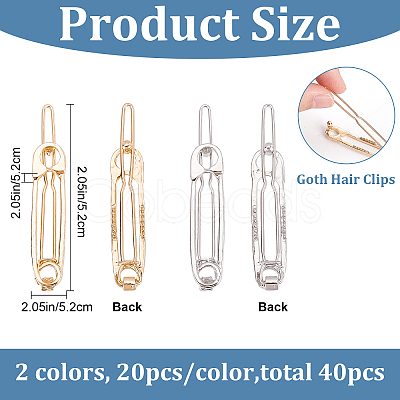 CRASPIRE 40Pcs 2 Colors Zinc Alloy Hair Pin PHAR-CP0001-09-1