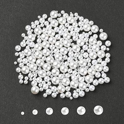 300Pcs 6 Styles No Hole ABS Plastic Imitation Pearl Round Beads MACR-YW0002-57-1