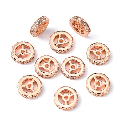 Brass Cubic Zirconia Beads ZIRC-F001-116RG-1