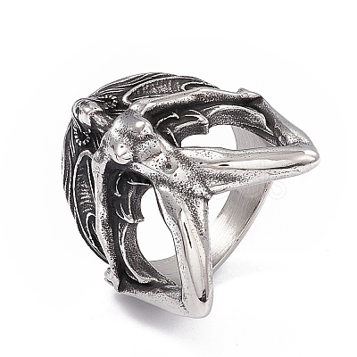 Gothic 304 Stainless Steel Finger Ring RJEW-F137-06AS-1