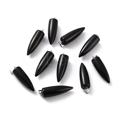 Natural Obsidian Pointed Pendants G-D040-01P-B16-1