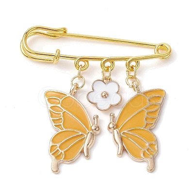 Butterfly & Flower Charm Alloy Enamel Brooches for Women JEWB-BR00144-05-1