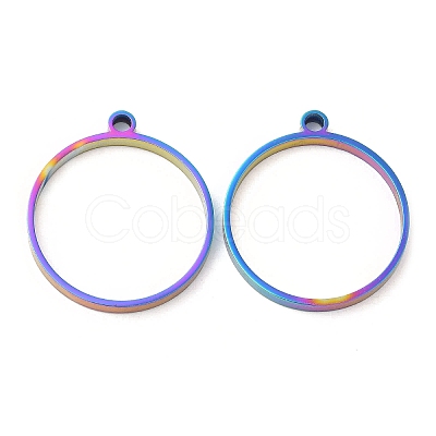 304 Stainless Steel Open Back Bezel Flat Round Pendants STAS-Z040-04B-RC-1