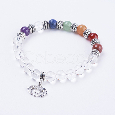 Natural Quartz Crystal Stretch Bracelets BJEW-F308-32AS-1