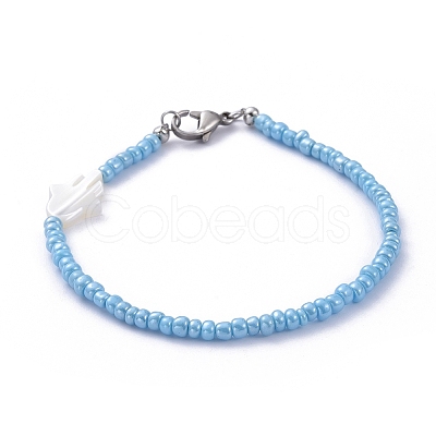 Glass Seed Bead Beaded Bracelets BJEW-JB05255-1