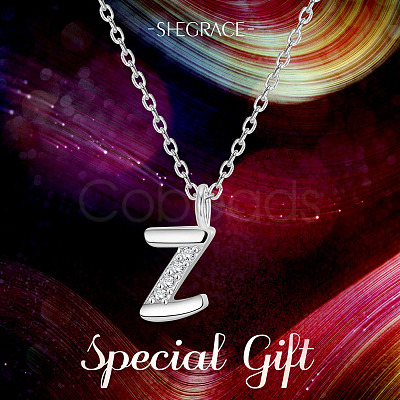 SHEGRACE Rhodium Plated 925 Sterling Silver Initial Pendant Necklaces JN922A-1