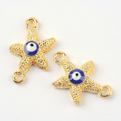 Alloy Enamel Evil Eye Links connectors X-ENAM-Q032-05-1