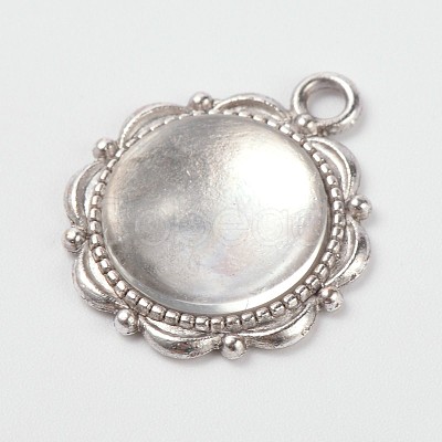 Flower Alloy Pendant Cabochon Settings and Half Round/Dome Clear Glass Cabochons DIY-X0221-AS-FF-1