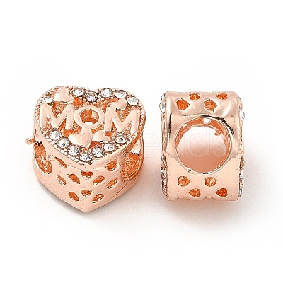 Rack Plating Alloy Rhinestone European Beads PALLOY-P289-47RG-1