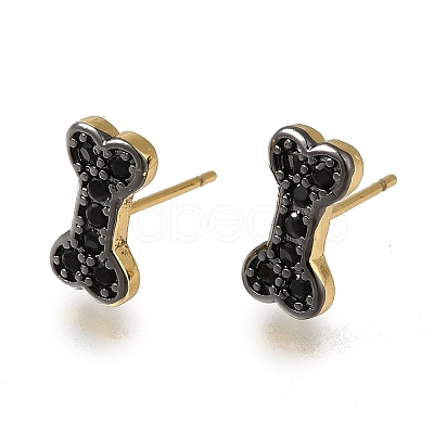 Rack Plating Brass Micro Pave Cubic Zirconia Stud Earring EJEW-C101-10G-1