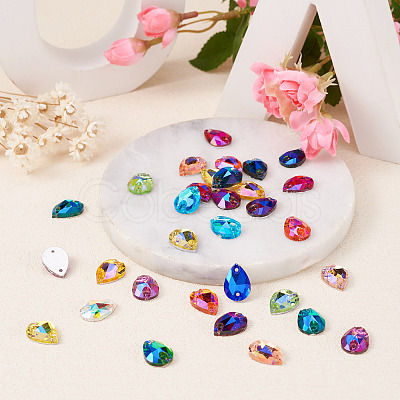 Pandahall 72pcs 12 colors Teardrop Shape Sew on Rhinestone GLAA-TA0001-45-1